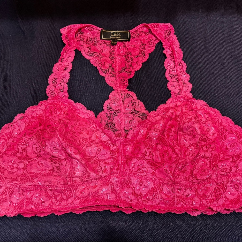 L&B Hot Pink Lace Bralette